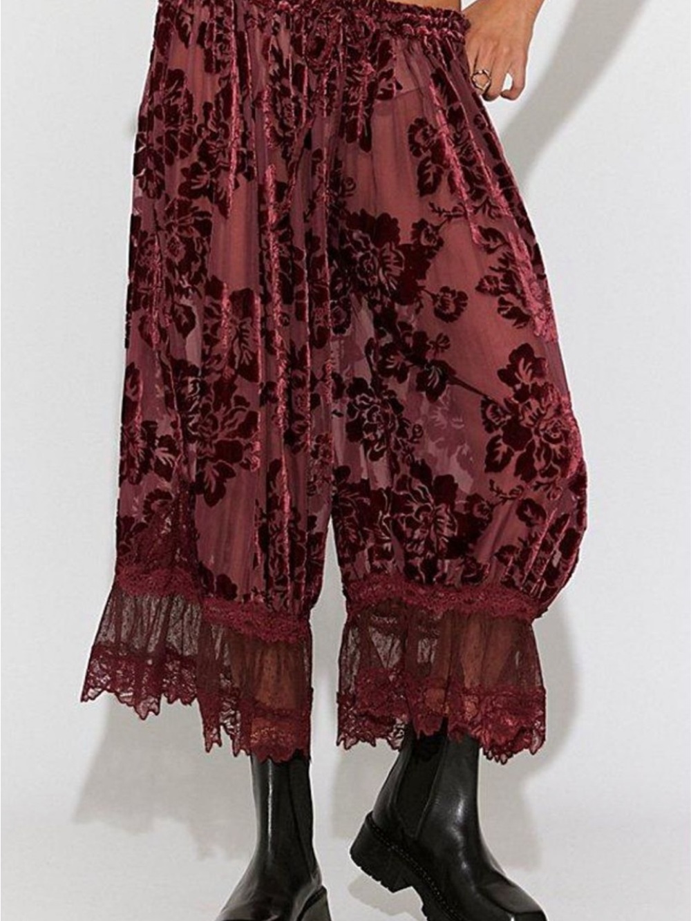 Free People Intimately Forever Young Burnout Pants Brown Combo NWT Size XL